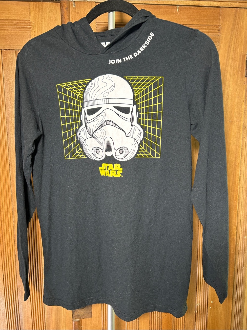 Star Wars x Mad Engine Black Hoodie T w Stormtrooper & Yellow Grid Youth Size XL